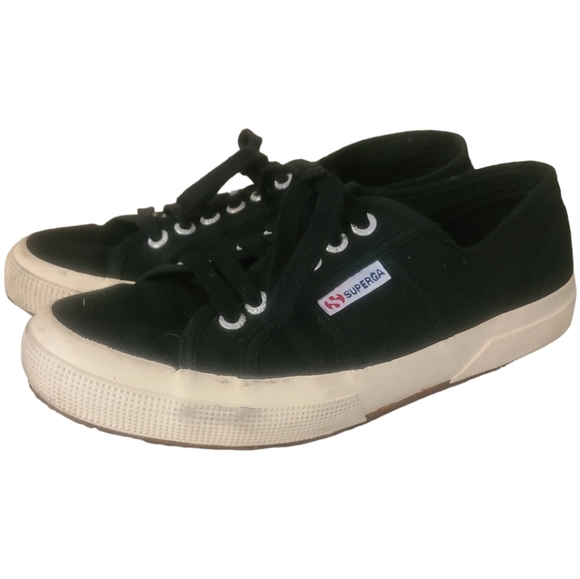 Superga Shoes - superga 2750 cotu black white lace rounded closed toe classic sneakers womens 8